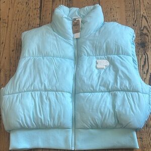 PINK Victoria's Secret Sky baby Blue puffer Vest sz M New with Tags
